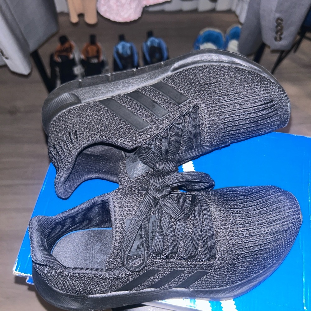 Adidas Kids Black Swift Run Sneakers - Picture 3 of 4